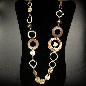 Chico’s Gold Brown Geometric Shape Necklace